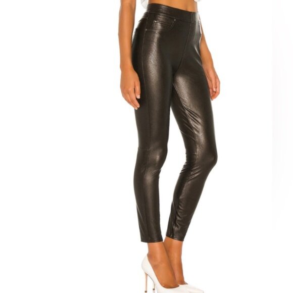 SPANX Faux Leather Black‎ Skinny Leggings Pants Rayon Blend 20282R 25674 SMALL/P - Picture 3 of 13